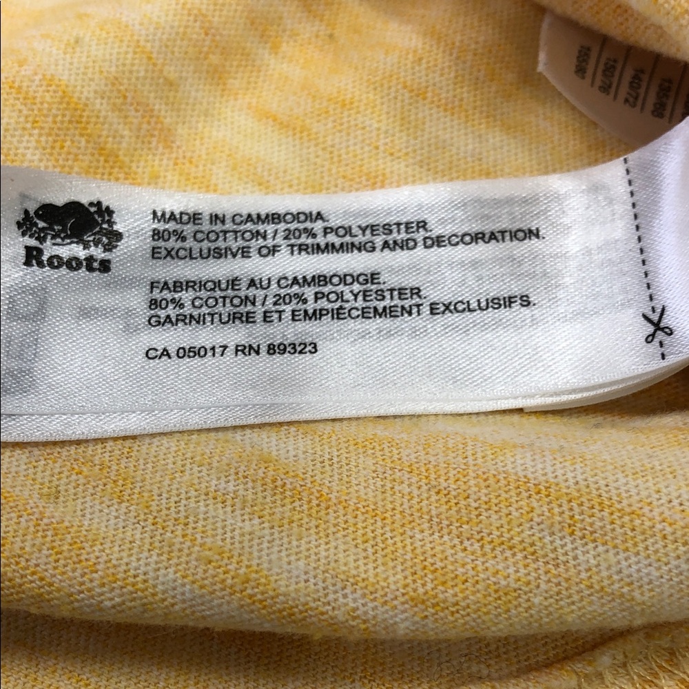 🦫Roots Kids T-Shirt – Medium (7–8 Yrs) – Heathered Yellow with Navy Blue Trim - Picture 8 of 8